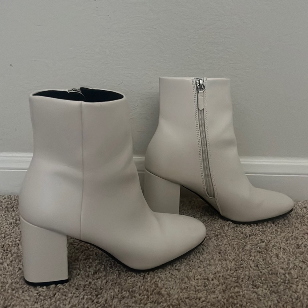 White leather boots